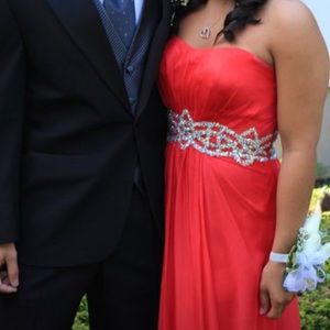 La femme formal red prom dress